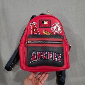 Loungefly MLB Los Angeles Angels Mini Backpack Red Navy Baseball Fan Gear NWT